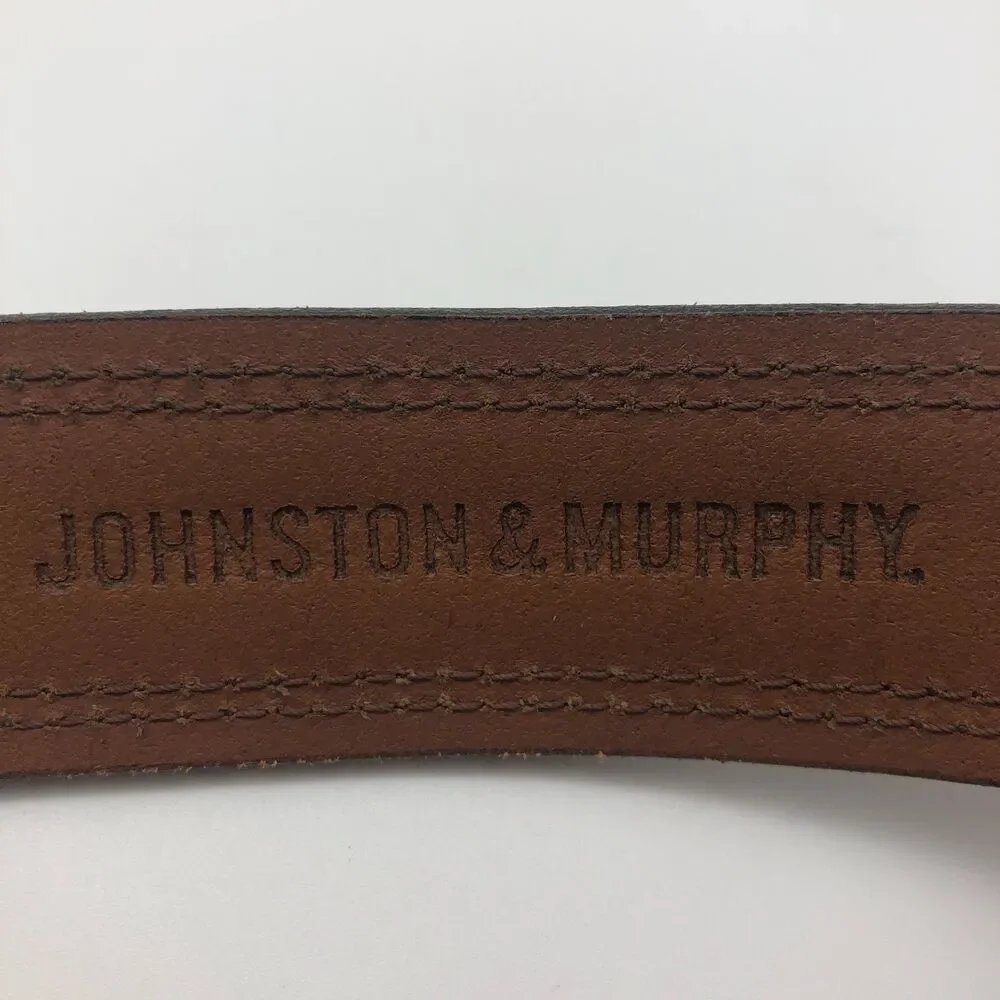 Johnston & Murphy Leather Belt Mens Brown Size 42 Made in USA